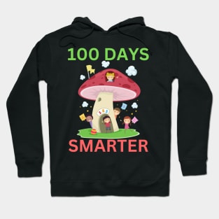 100 DAYS SMARTER Funny Colorful Mushroom Teacher Student School Party Design Hoodie